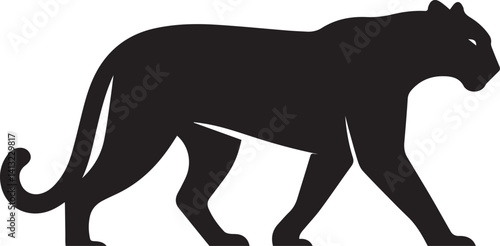 Black Panther Silhouette Vector Walking in Side Profile

