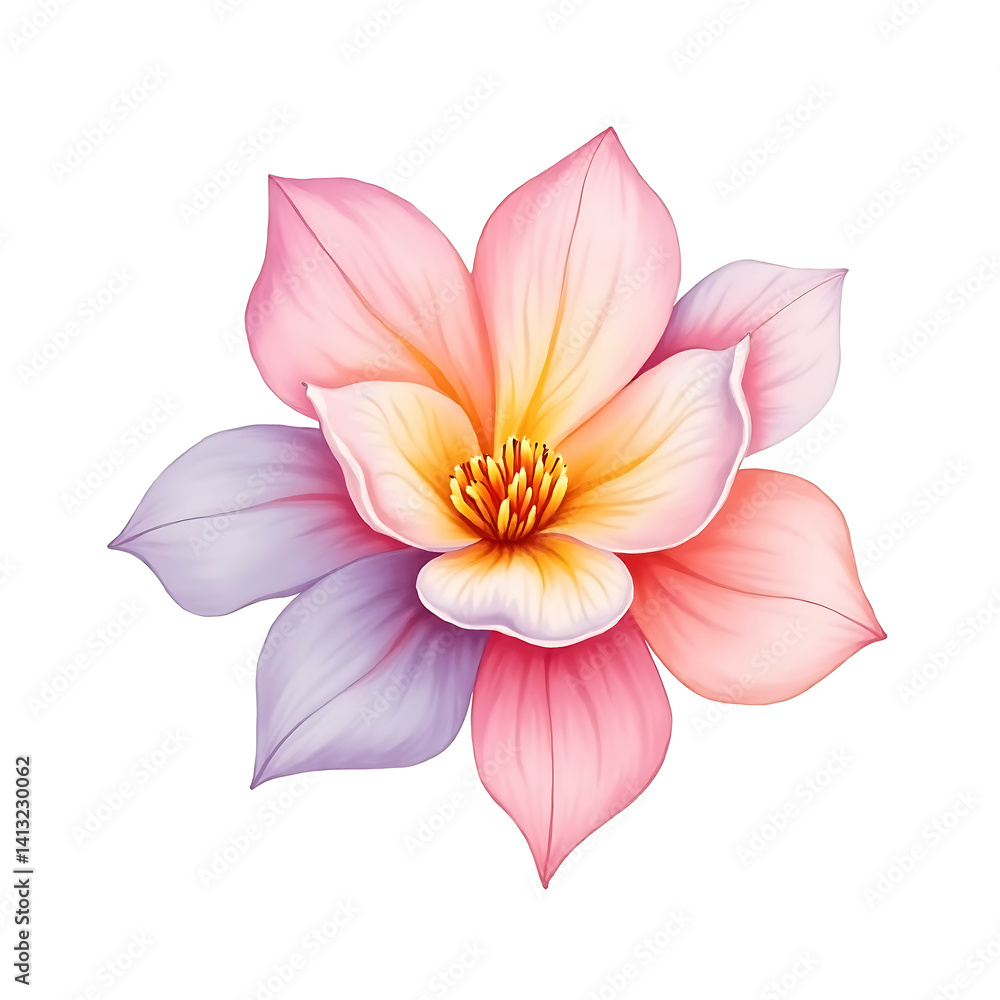 Beautiful pink and purple flower illustration with delicate petals and vibrant center Beautiful pink and purple flower illustration with delicate petals and vibrant center