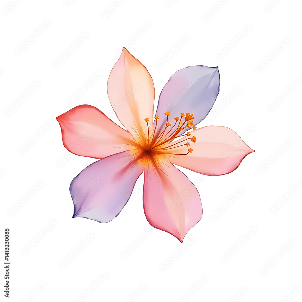 Fototapeta premium Delicate flower with soft pink and purple petals showcasing intricate details and vibrant colors in a minimalist design