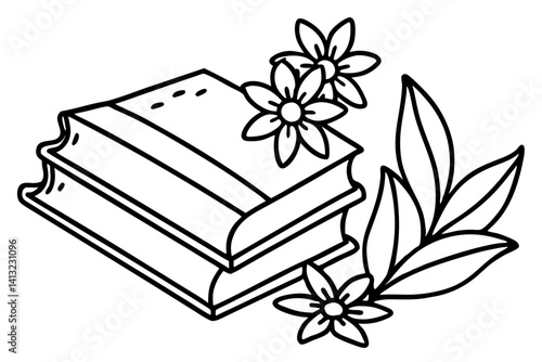 open book with flower