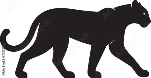 Black Panther Silhouette Vector Walking in Side Profile

