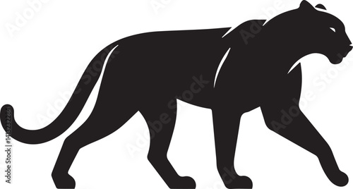 Black Panther Silhouette Vector Walking in Side Profile

