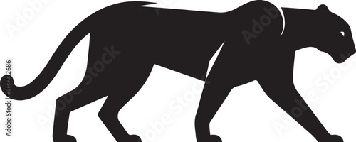 Black Panther Silhouette Vector Walking in Side Profile

