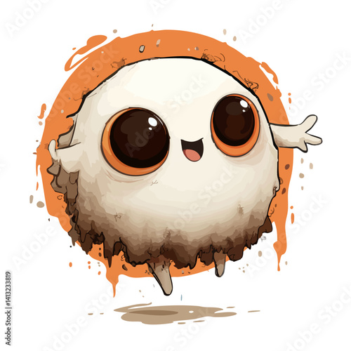 Vector illustration of a bouncing boo with a round, bouncy body and playful eyes, cute ghost
