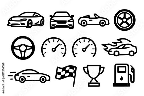 sports car icon set