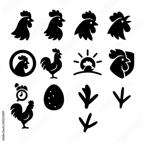 rooster icon set