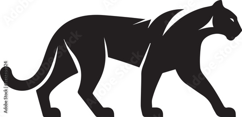 Black Panther Silhouette Vector Walking in Side Profile

