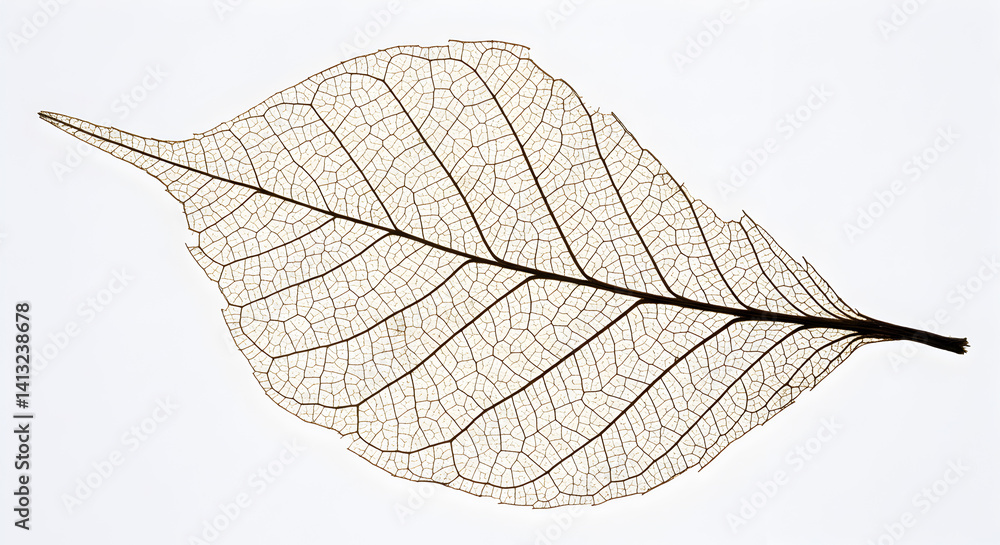 Obraz premium Translucent Leaf Skeleton on White Background