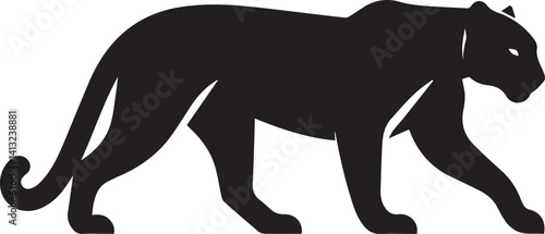 Black Panther Silhouette Vector Walking in Side Profile


