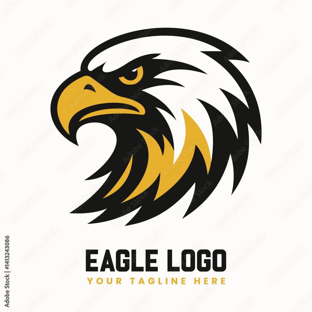 Fototapeta premium Fierce Eagle Mascot Logo for Esports, Bold Hawk Gaming Logo Design, Aggressive Eagle Head Vector Illustration, Modern Sports Team Eagle Logo, Sharp and Powerful Bird Mascot Logo