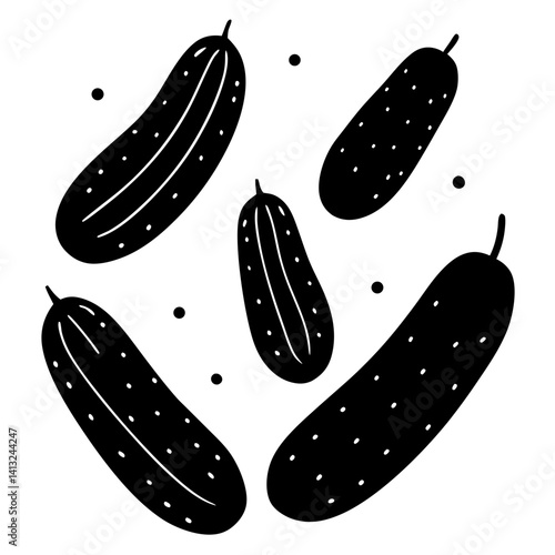 Black and white cucumber vector illustration