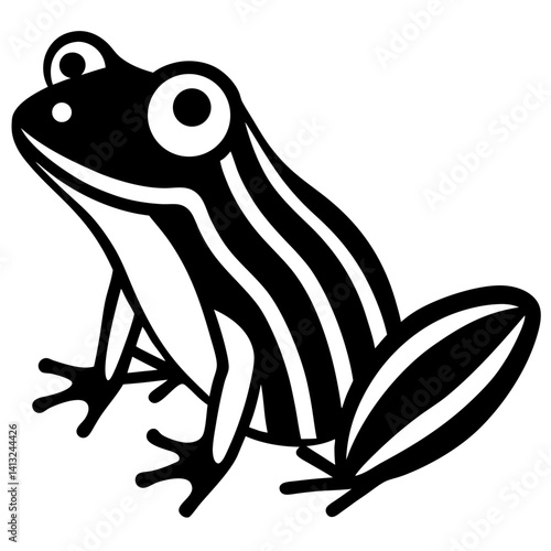 Black and white striped frog silhouette art