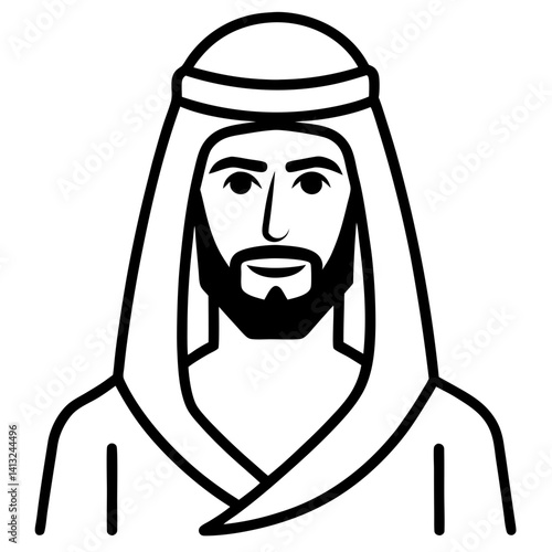 Arab man wearing traditional headdress vector