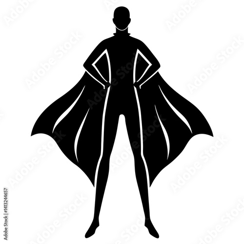 Superhero silhouette with cape illustration