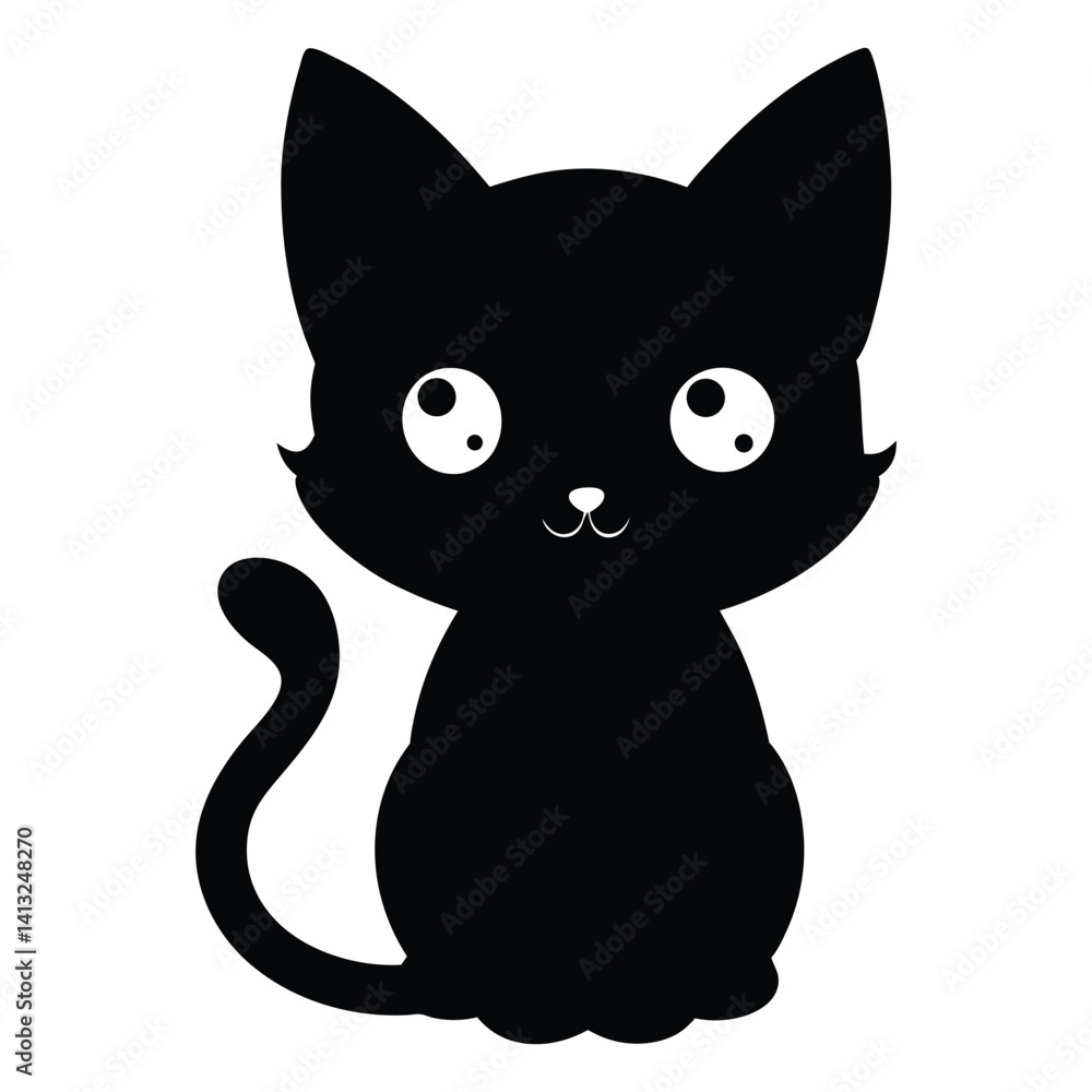 Fototapeta premium cute kitten silhouette front facing large