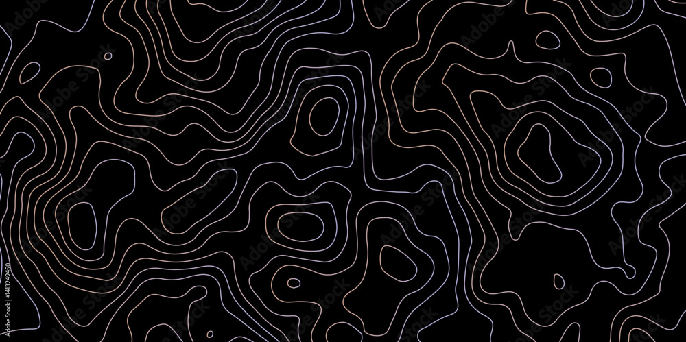 Abstract Glowing Contour Lines on Dark Background. Digital Elevation Map with Neon Light Effect. Dark Abstract Background with Colorful Topo Lines Abstract Glowing Contour Lines on Dark Background. Digital Elevation Map with Neon Light Effect. Dark Abstract Background with Colorful Topo Lines