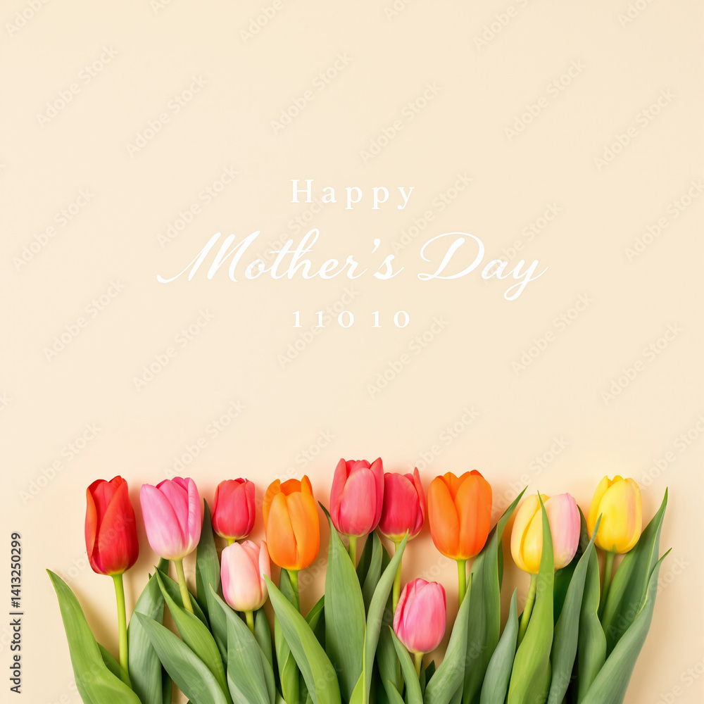 Elegant Mother's Day Tulip Bouquet in Minimalist Style