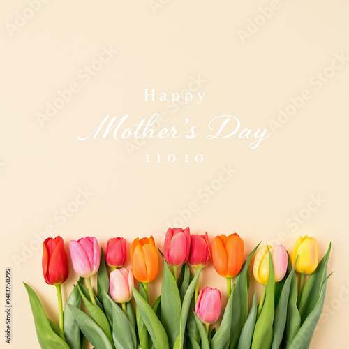 Obraz na płótnie Elegant Mother's Day Tulip Bouquet in Minimalist Style w salonie