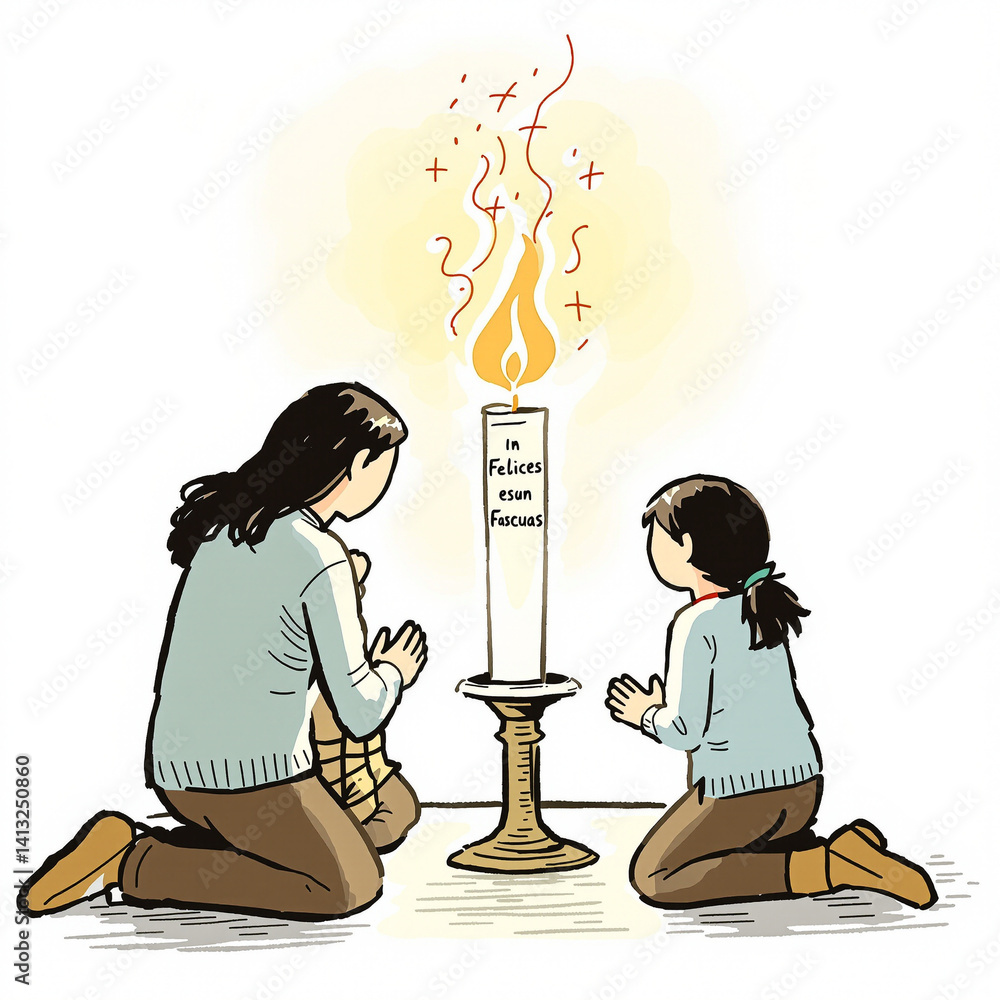 Family Unity and Spiritual Reflection Around a Paschal Candle