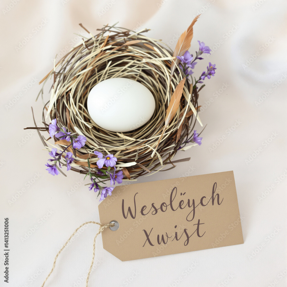 Elegant Easter Nest Arrangement with Spring Flowers