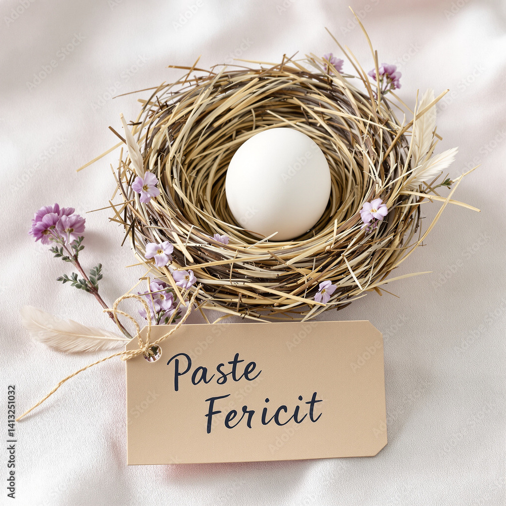 Elegant Rustic Easter Arrangement with Bird's Nest and Flowers
