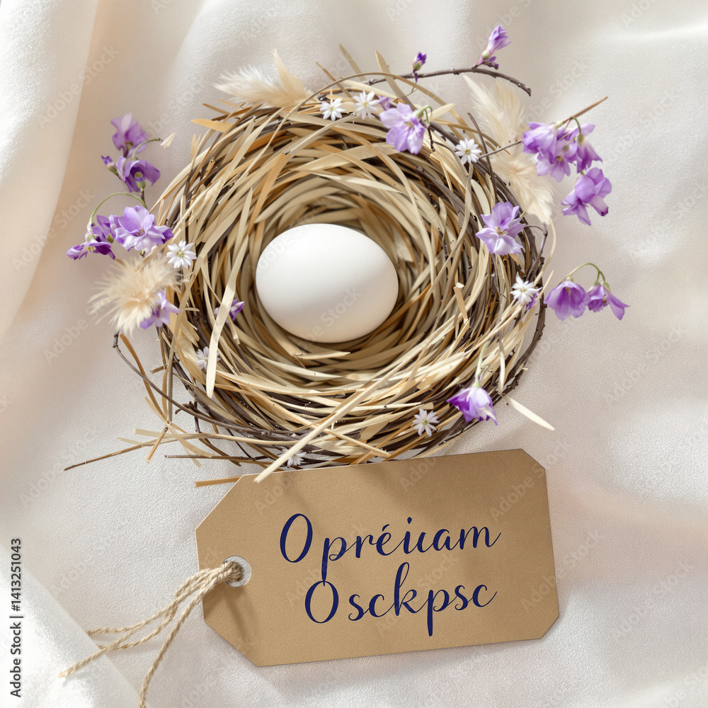 Charming Rustic Easter Nest Arrangement with Spring Blooms