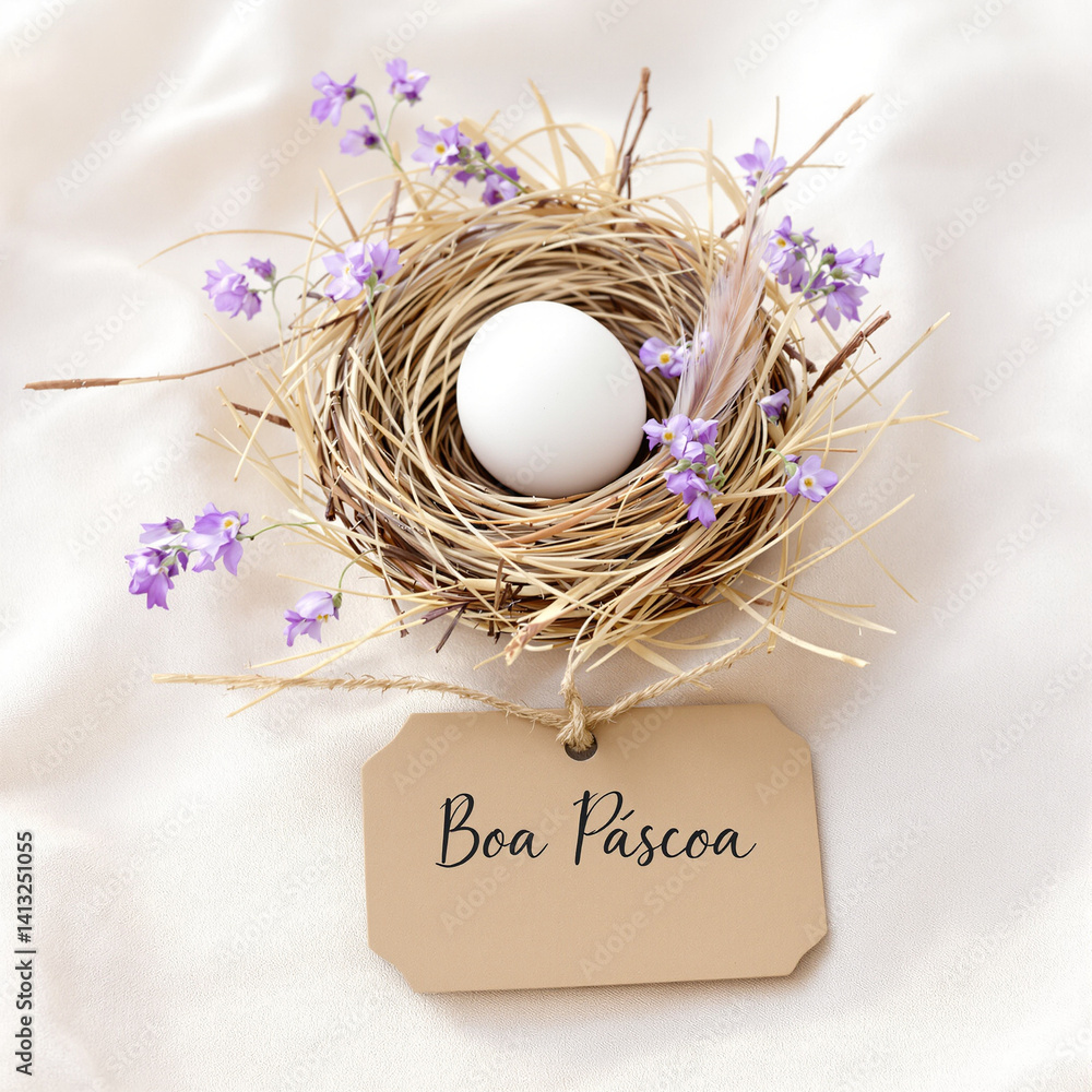 Elegant Rustic Easter Arrangement with Bird Nest and Flowers