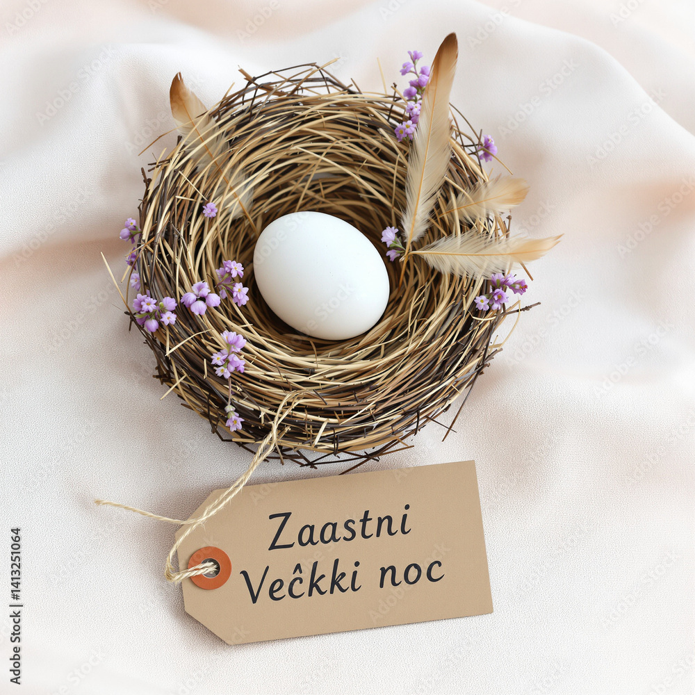 Elegant Rustic Easter Arrangement with Bird's Nest and Flowers