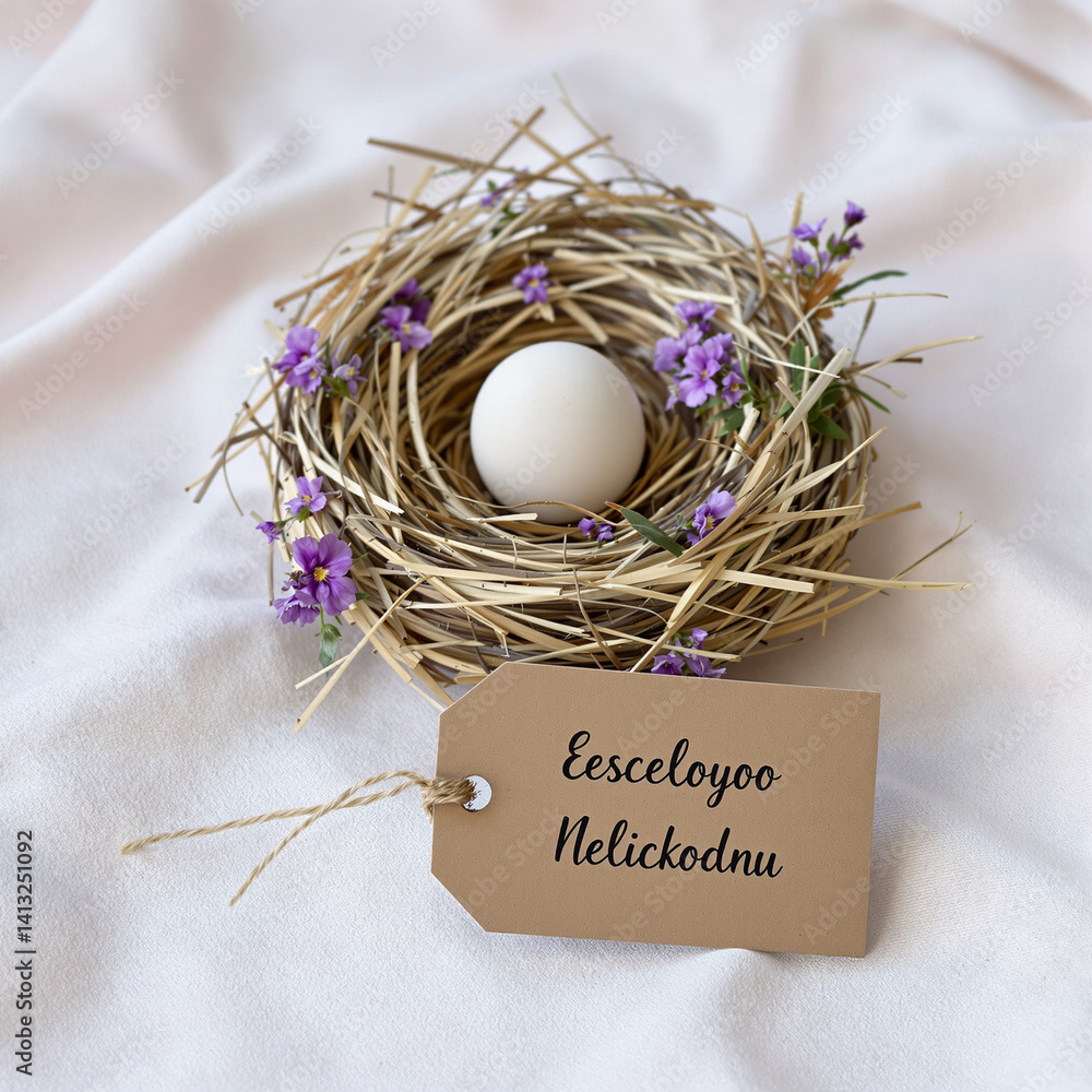 Elegant Easter Nest Arrangement with Delicate Flowers