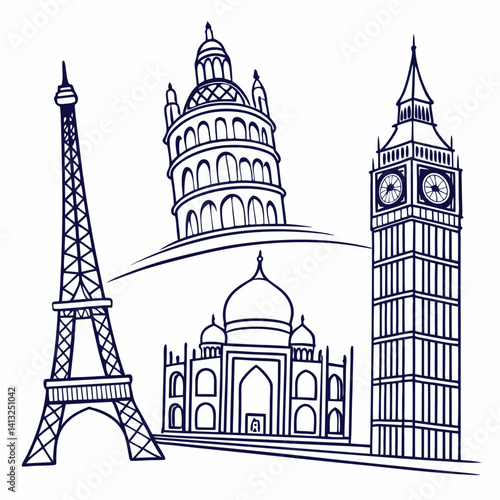 Architecture Line Art — Famous Landmark