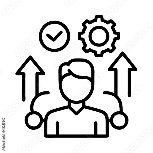 Business growth strategy and development planning with success and improvement process icon