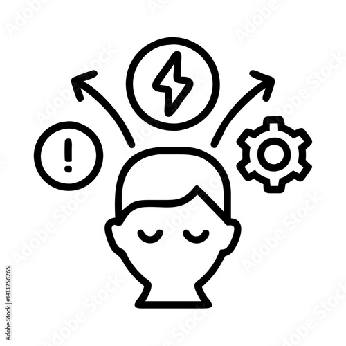 Business mind process icon representing problem solving brainstorming and solution generation concept idea management