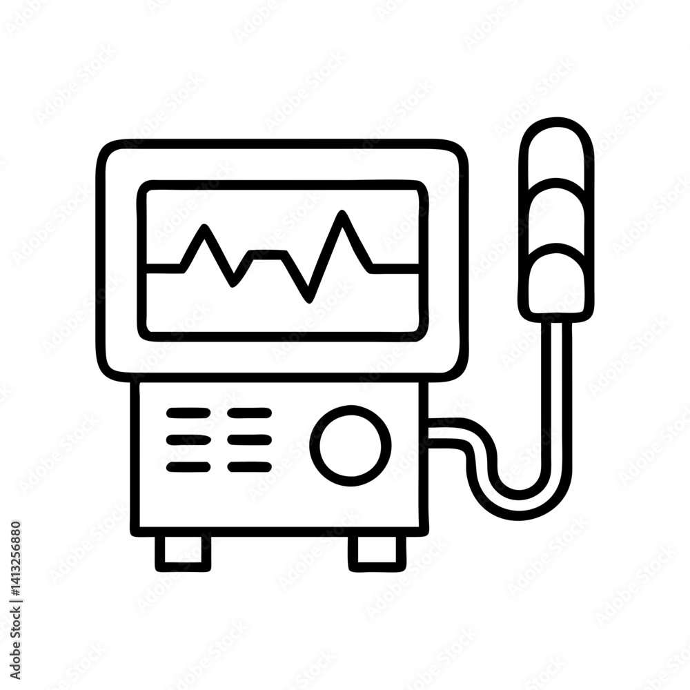 Fototapeta premium Ekg machine vector illustration for medical equipment and healthcare monitoring concept design