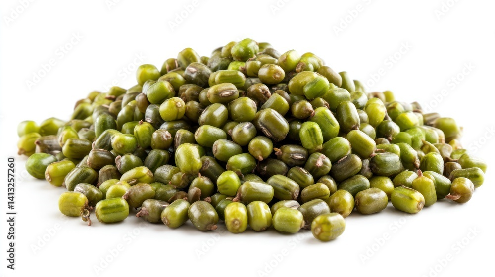 Pile of Green Mung Beans Isolated on White Background Pile of Green Mung Beans Isolated on White Background