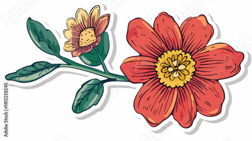 Groovy Flower Power Child Sticker: Hand Drawn Vector Illustration for Hippie Vibes, Retro Designs,  