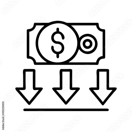 Illustration of money loss, investment risk, financial crisis, and economic downturn concept vector design