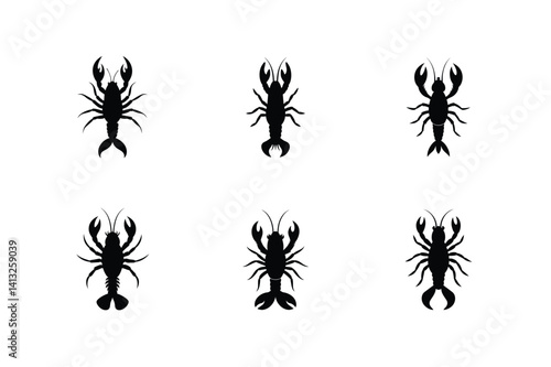 Crayfish  silhouette vector  Bundle 