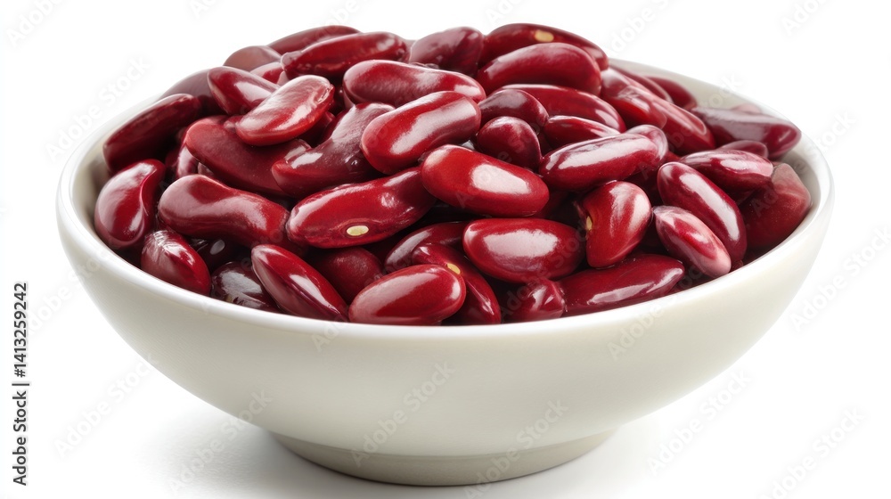 Kidney Beans in Bowl Close-up on White Background Kidney Beans in Bowl Close-up on White Background