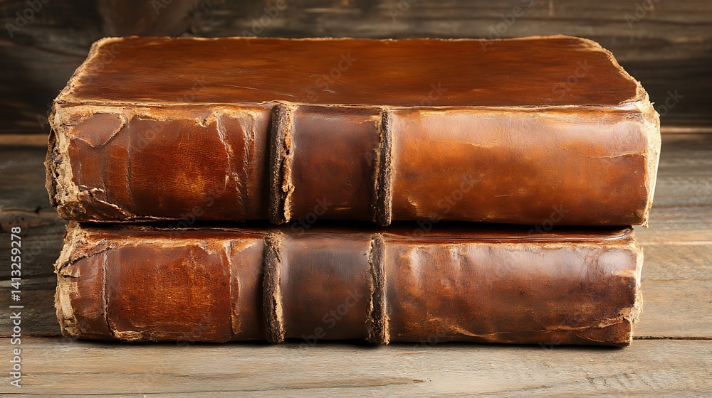 Obraz premium Two antique leather-bound books (1)