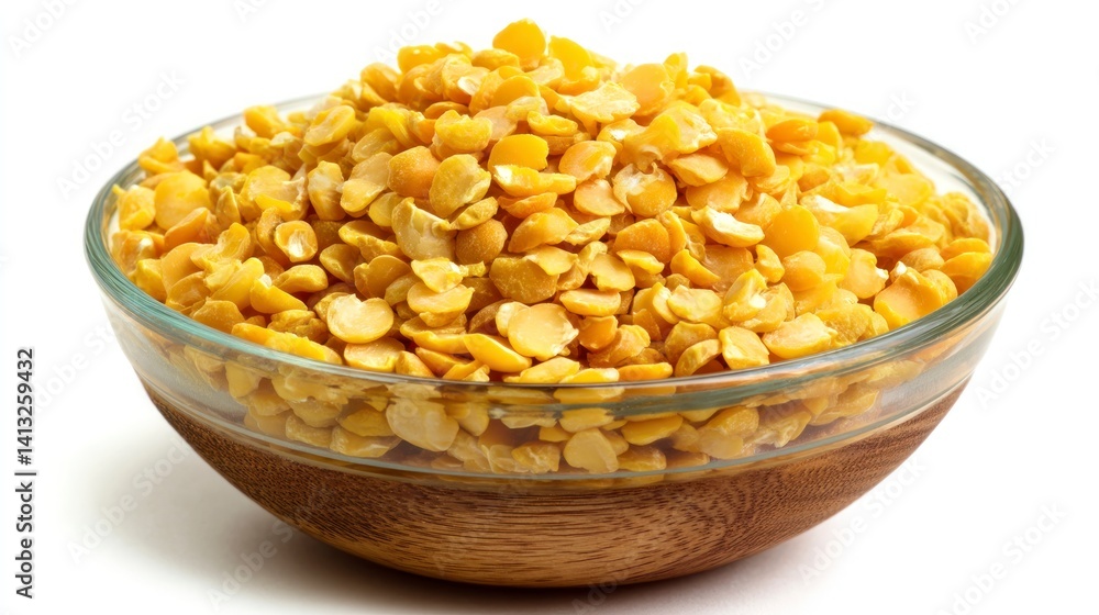 Split Peas in Glass Bowl, Preparing Food Ingredients Split Peas in Glass Bowl, Preparing Food Ingredients