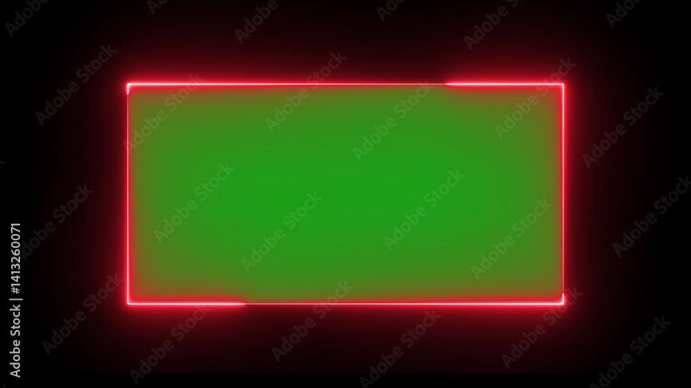 neon light frame for game streaming video on green background neon light frame for game streaming video on green background