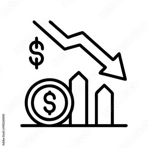 Stock market crash financial crisis economic downturn investment loss chart down arrow dollar sign