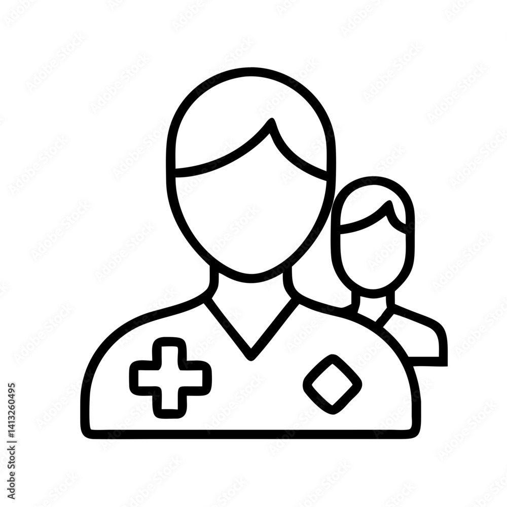 Fototapeta premium Medical team healthcare professionals doctors nurses staff hospital clinic outline icon vector