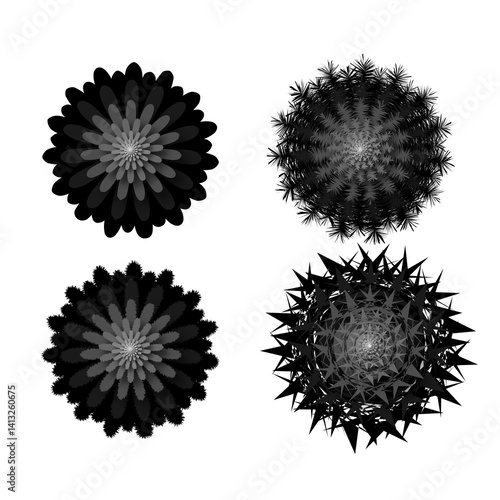 Realistic Flowers Vector Without Gradient
