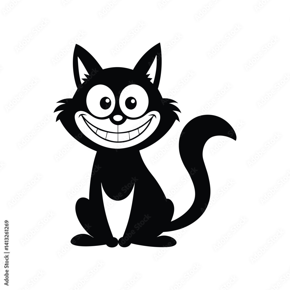 Fototapeta premium a black outline cartoonish a cat vector illustration.eps