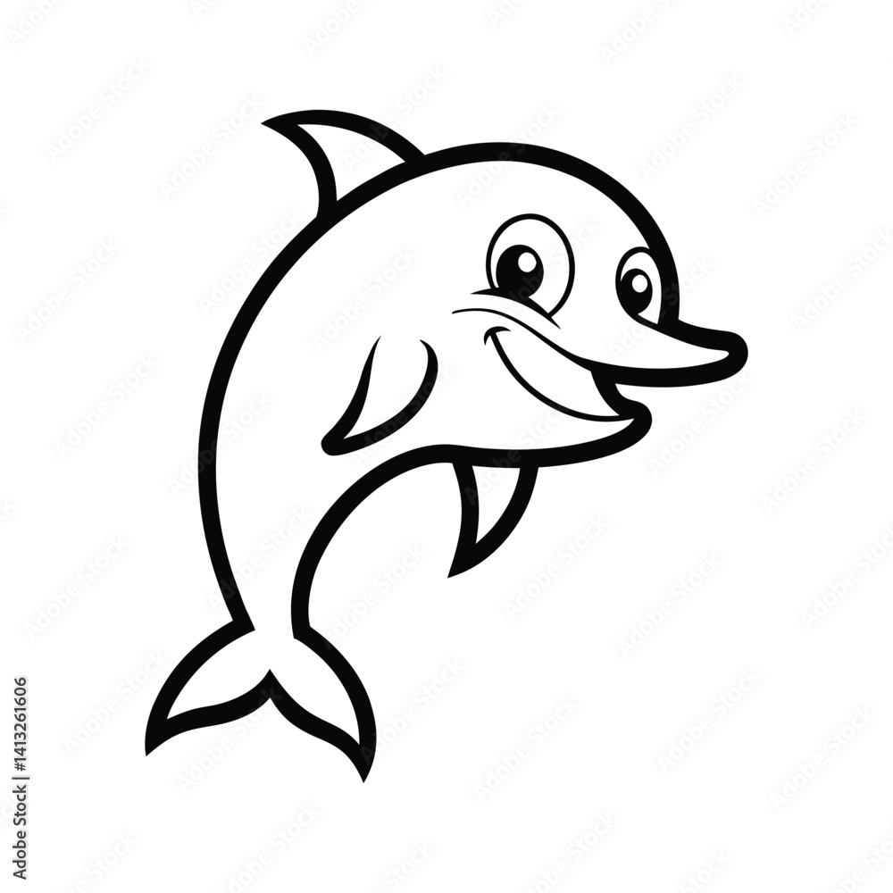 Fototapeta premium a black outline cartoonish a dolphin.eps