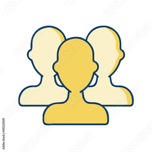 Three people icon in yellow and cream outline style