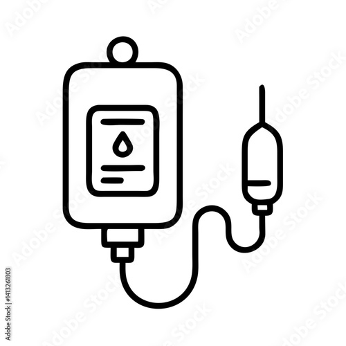 Iv drip vector icon intravenous therapy saline solution bag medical treatment and healthcare concept