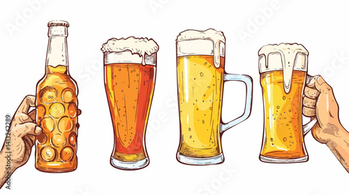 Craft Beer: Frothy Head, Glass, Bottle, Mug - Refreshing Alcohol Drink ale pub bar cold brew pint   