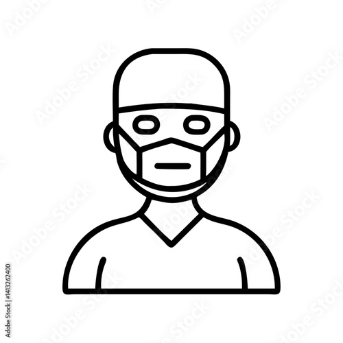 Illustration of doctor wearing mask surgical cap for healthcare and medical concept design